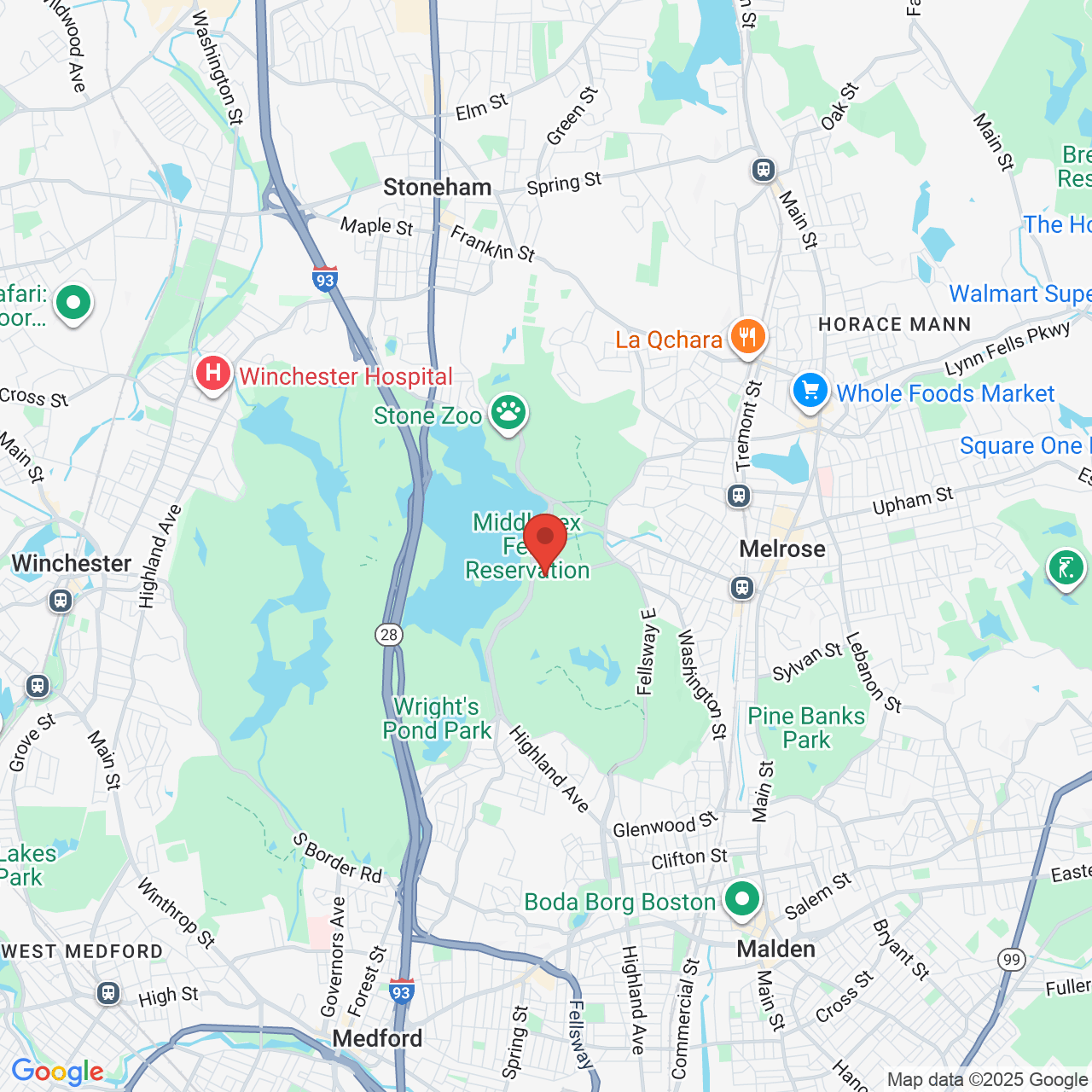 Google map image of our location in 3 Woodland Rd Stoneham, MA