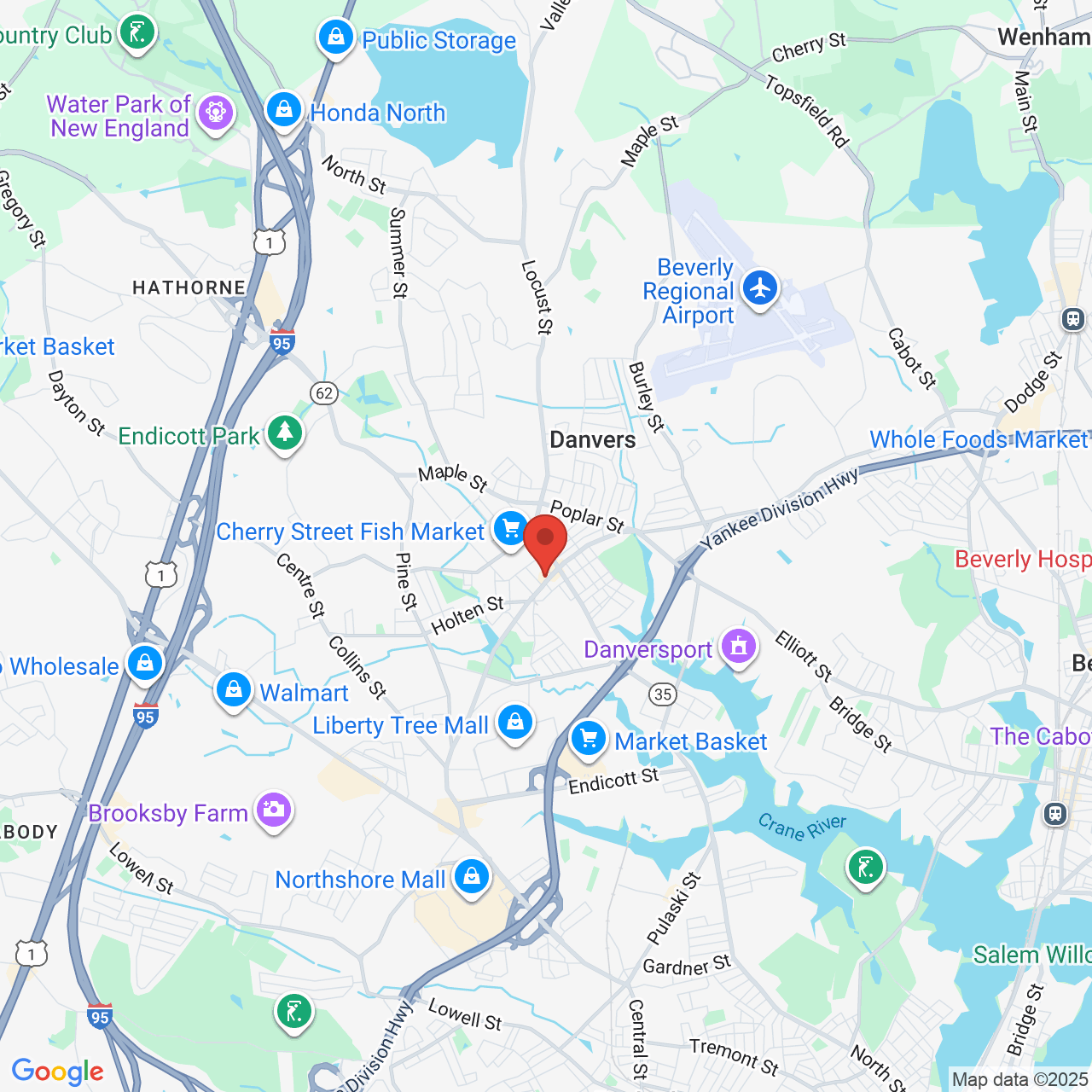 Google map image of our location in 35 Elm St Danvers, MA